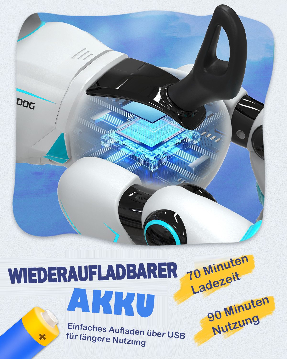 ANYSUN RC-Roboter Roboter Hund Kinder Puzzle Spielzeug Festival Geschenk (Programmierbarer Roboterhund mit Sprachbefehle,Fernbedienung, Berührungssensor), Roboterhund Spielzeug ab 3 Jahre mit Wiederaufladbarer Batterie