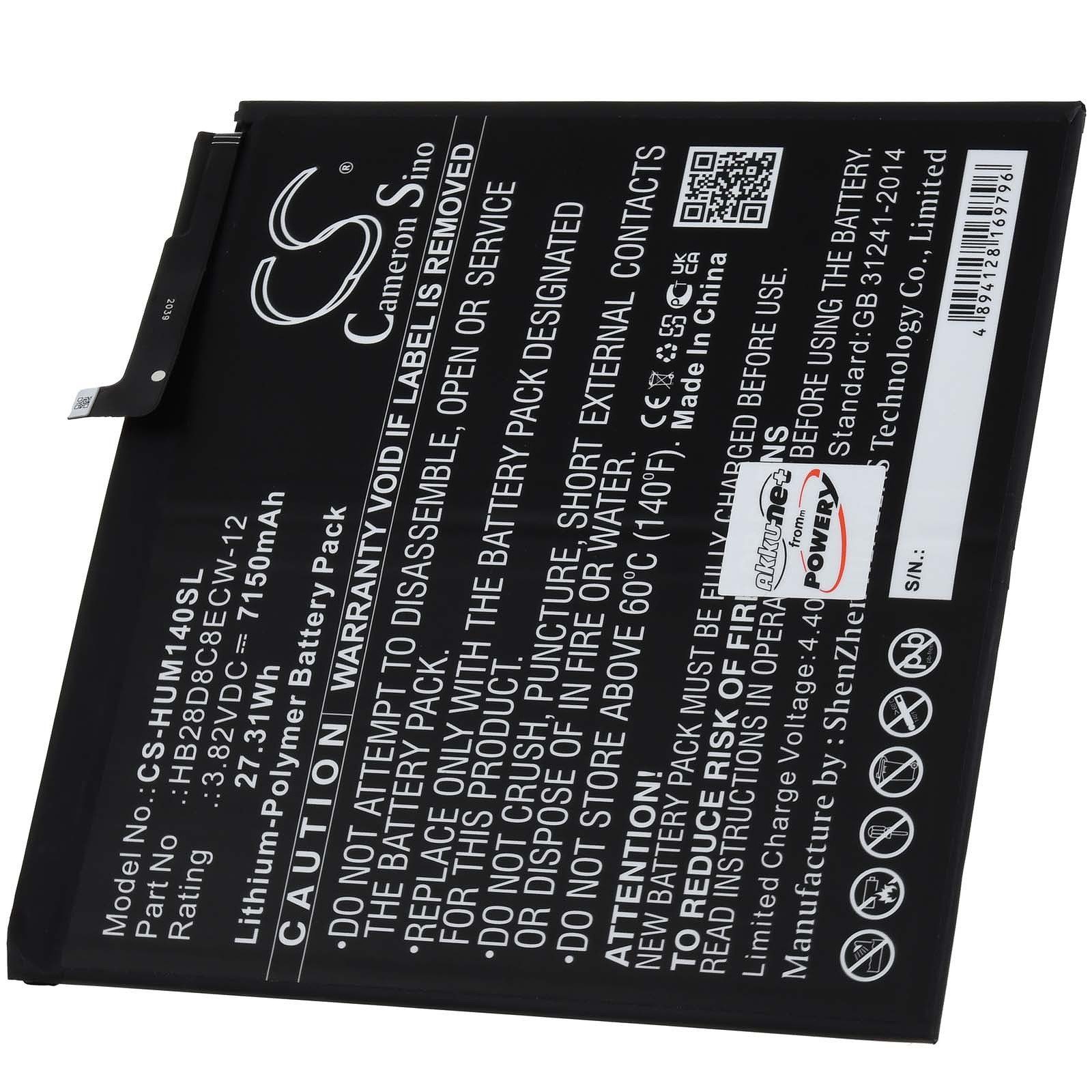 Powery Akku für Huawei Typ HB28D8C8ECW-12 Laptop-Akku 7150 mAh (3.82 V)