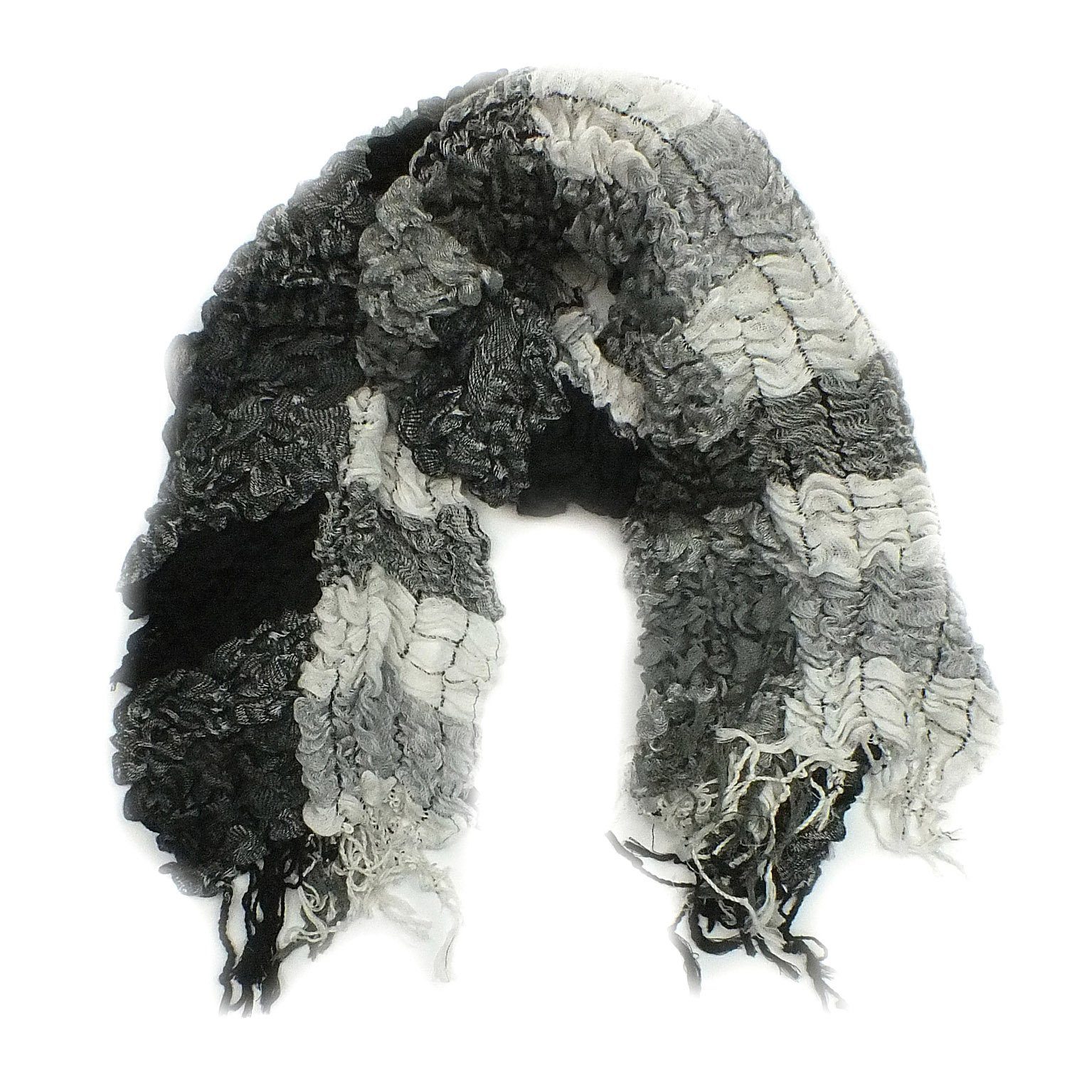 chic4home Schal, (Set, 1-St. Set), Damen Long-Schal Strick Crincle grob gestrickt mit Fransen