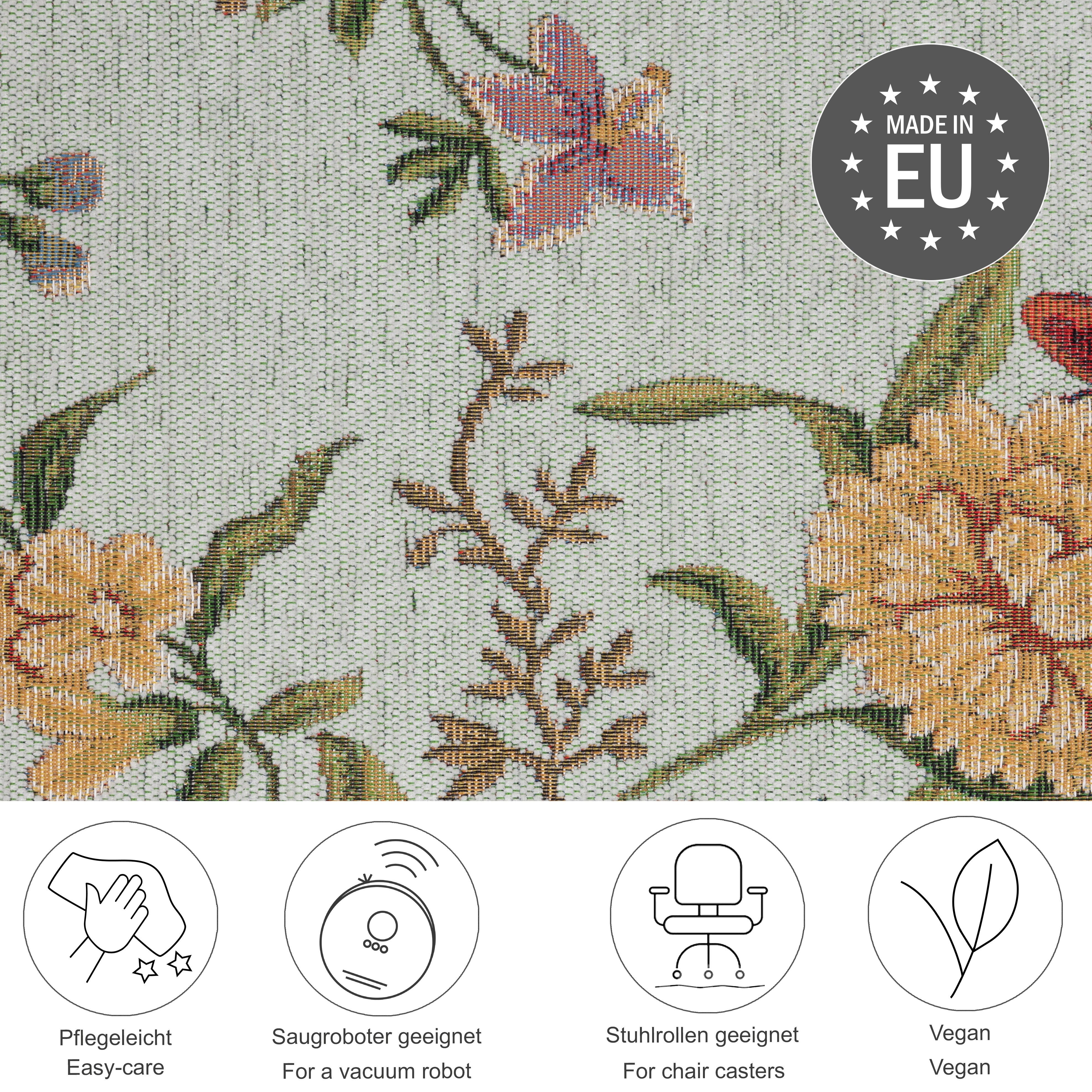 THEKO Bettumrandung Flomi Sagrini, Höhe 3 mm, (3-tlg), Teppich-Set, Flachgewebe, Pastell-Farben, Blumen Design, mit Bordüre