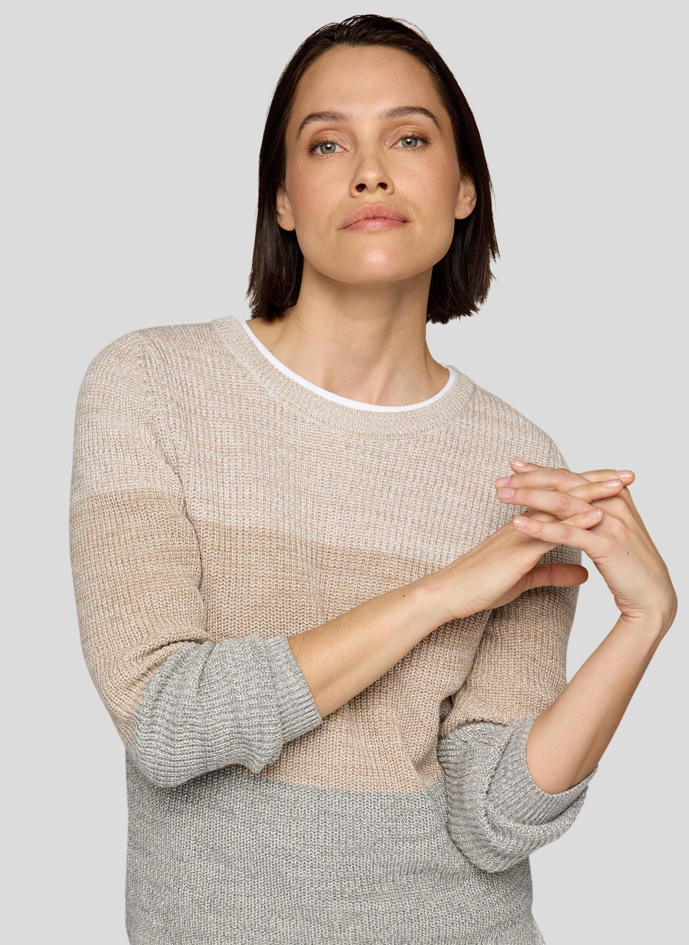 Rabe Rundhalspullover mit intarsien Muster