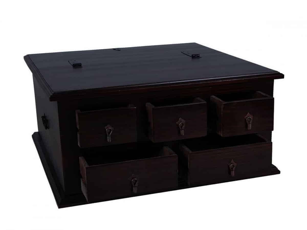 MiaMöbel Truhentisch Mexico, aus massivem Pinienholz Dunkelbraun