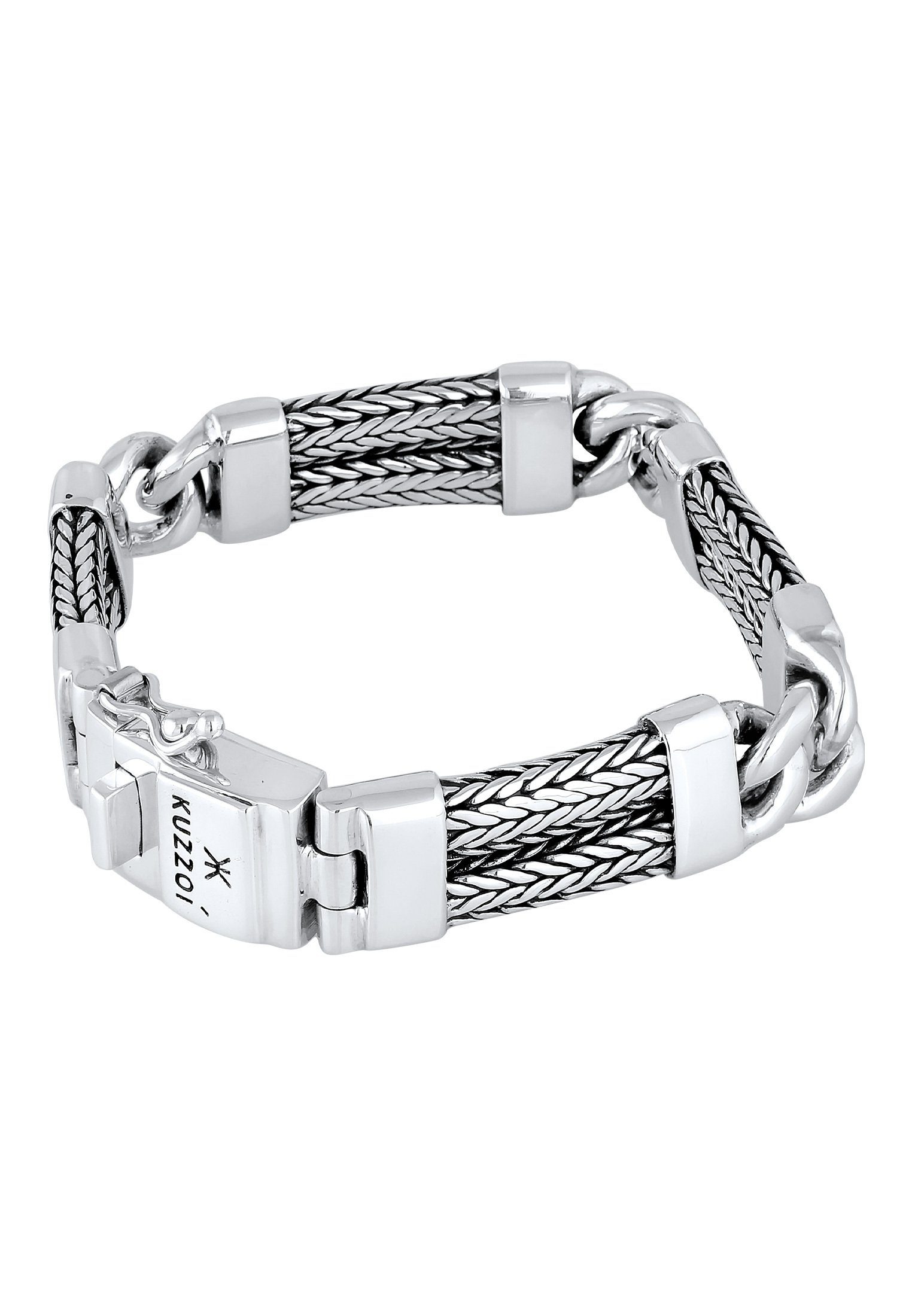 Kuzzoi Gliederarmband Modern Herren Silber Panzer Armband 925