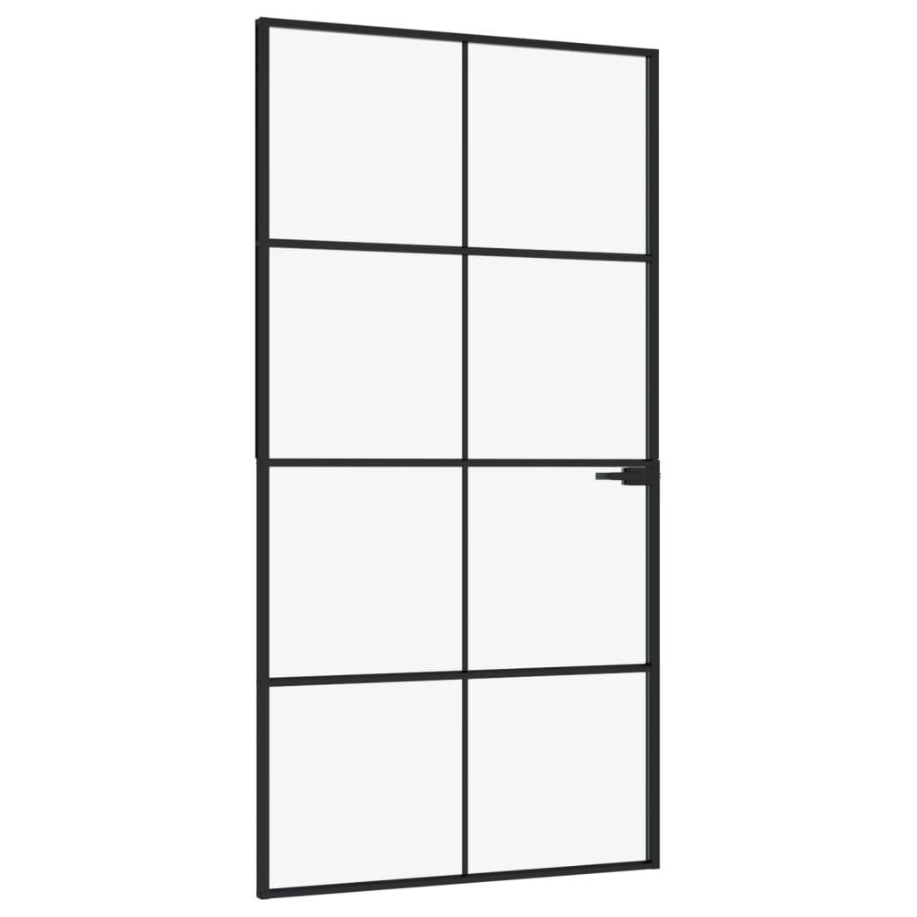 vidaXL Zimmertür 102 x 2015 cm Innentür Schwarz 102x201,5 cm Hartglas Aluminium Schlan