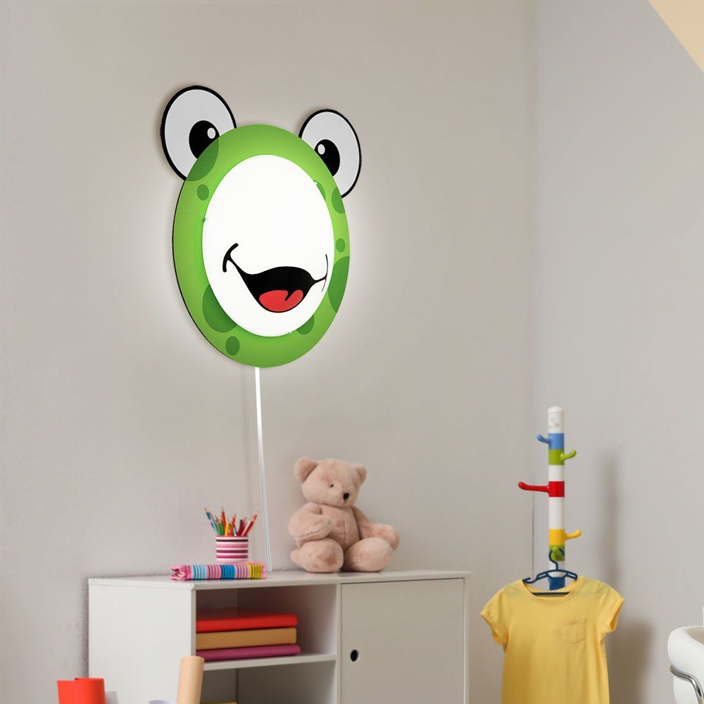 etc-shop Dekolicht, Leuchtmittel inklusive, Wand Lampe Muster Warmweiß, Frosch im Tier Kinder Motiv Zimmer grün Baby Punkte