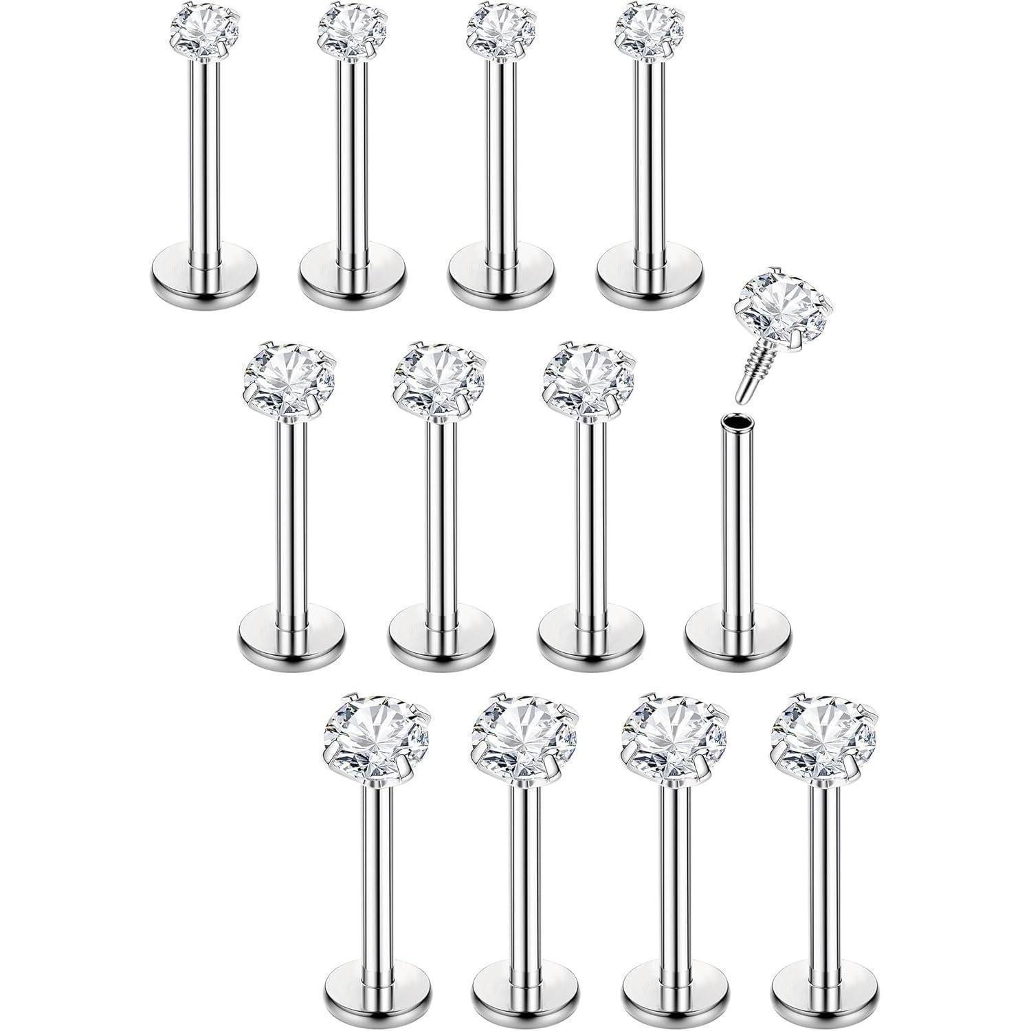 Piercing-Set 16G 12Pcs Helix Piercings Chirurgenstahl Ohr Nasen Tragus Lippen Studs