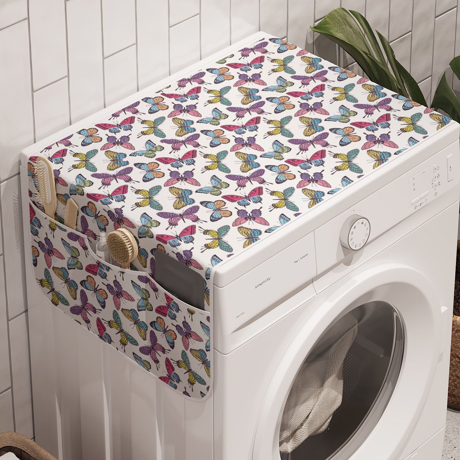 und für Mehrfarbig Abakuhaus Trockner, Schmetterling Badorganizer Waschmaschine Anti-Rutsch-Stoffabdeckung