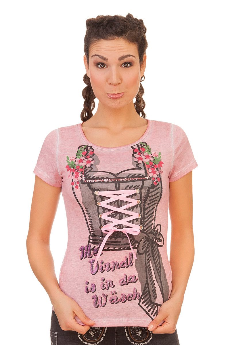 MarJo Trachtenshirt Trachtenshirt Damen - GITTA - rosa