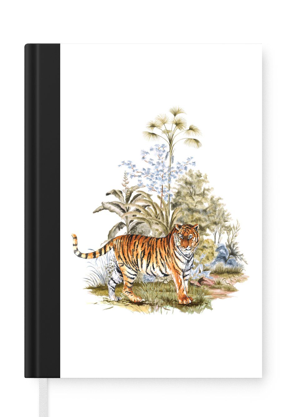 MuchoWow Notizbuch Tiger - Pflanzen - Gras, Journal, Merkzettel, Tagebuch, Notizheft, A5, 98 Seiten, Haushaltsbuch