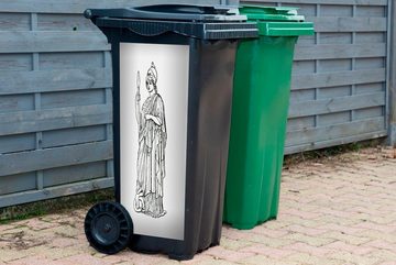 MuchoWow Wandsticker Eine schwarz-weiße Illustration der griechischen Göttin Athene (1 St), Mülleimer-aufkleber, Mülltonne, Sticker, Container, Abfalbehälter