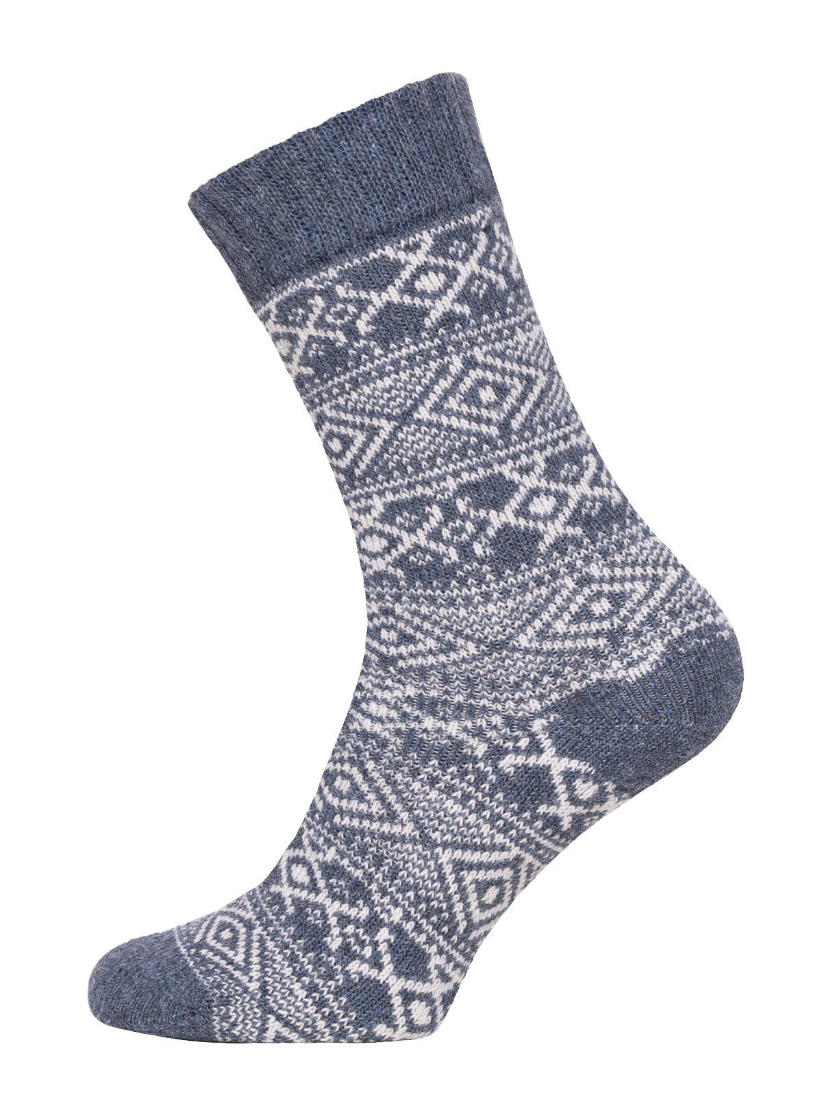 HomeOfSocks Socken Wollsocke Hygge (Wolle, Skandinavisch Design) jeansblau - 1 Paar