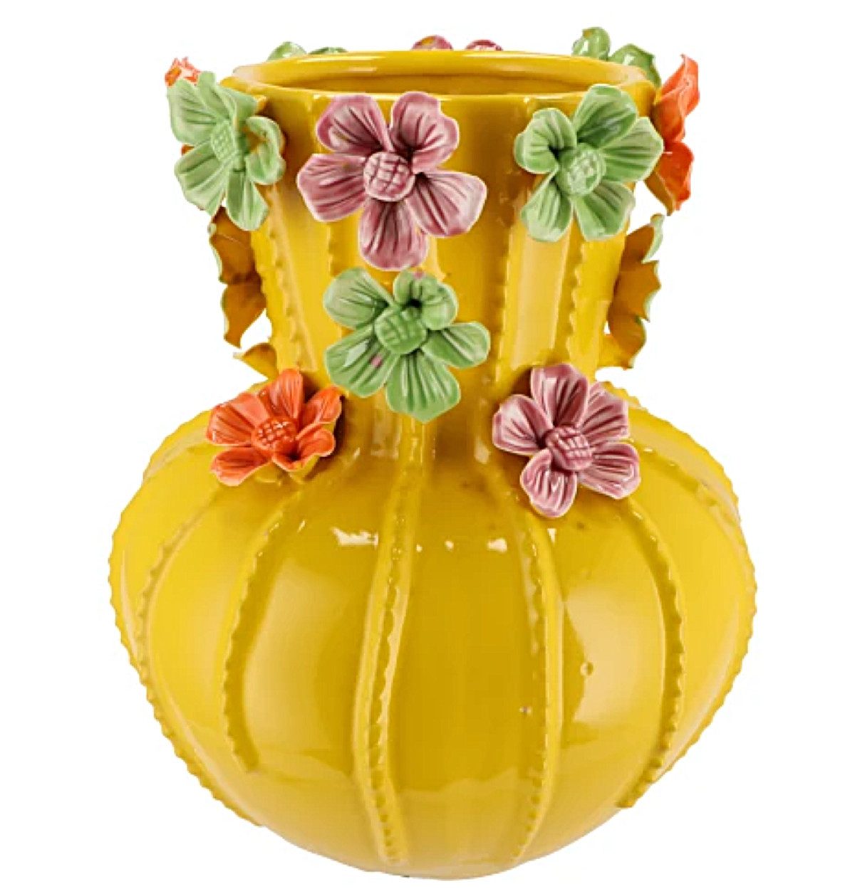 Daan Kromhout Dekovase Vase Sommer Gelb Blüten Verspielt Handarbeit 33 cm, Handarbeit