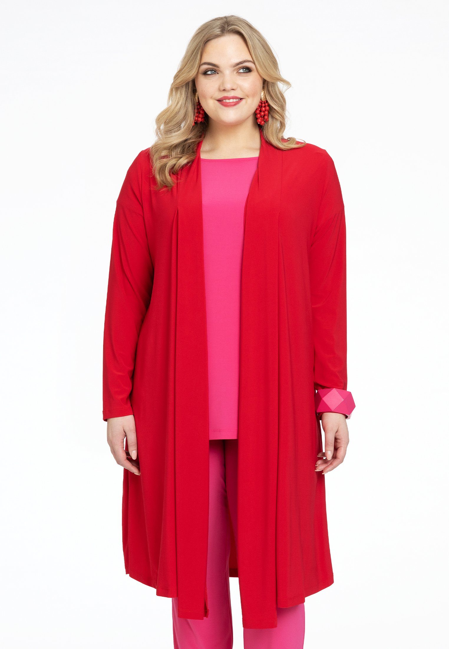 Yoek Cardigan Große Größen red