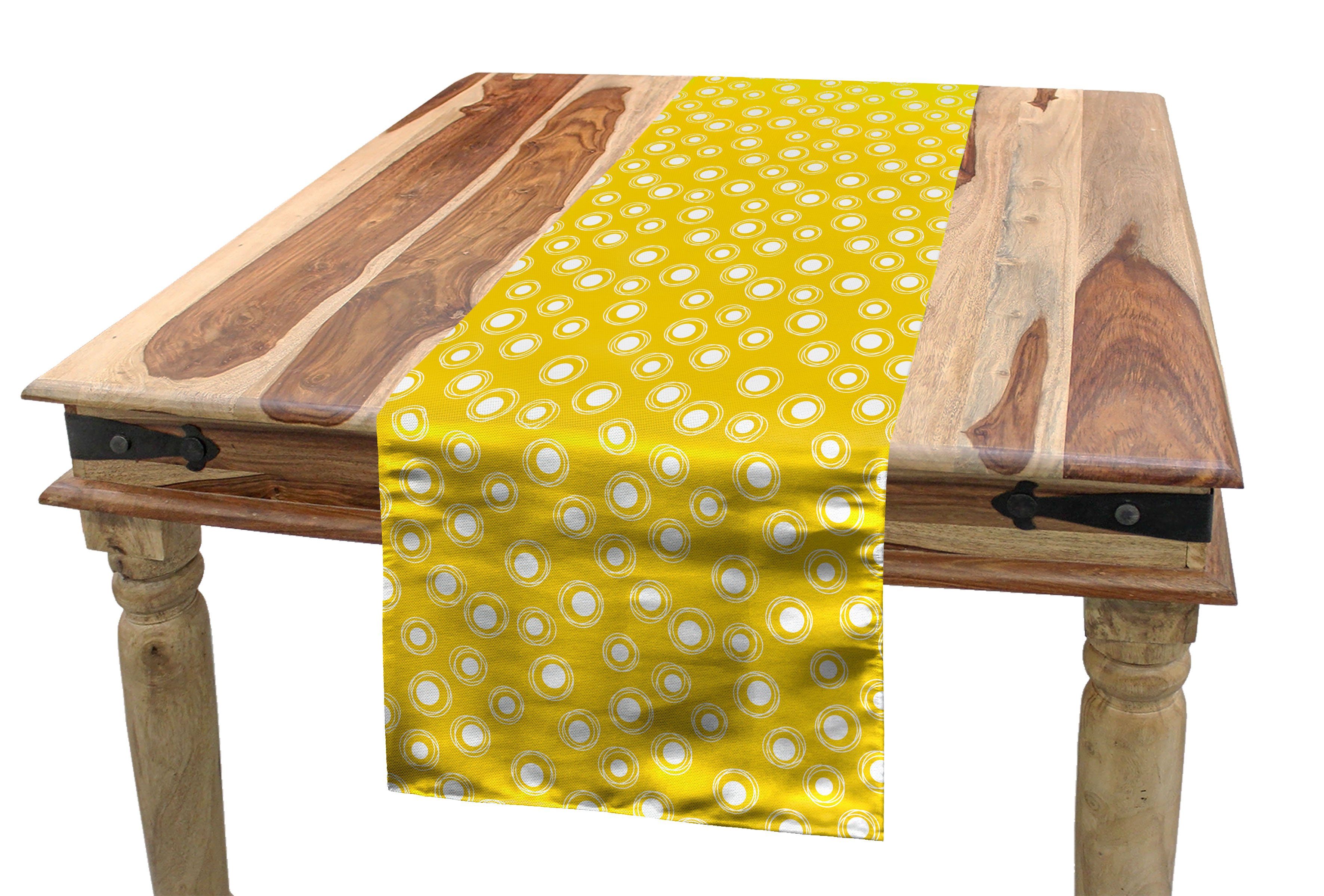 Abakuhaus Tischläufer Esszimmer Küche Rechteckiger Dekorativer Tischläufer, Gelb und Weiß Round Spots