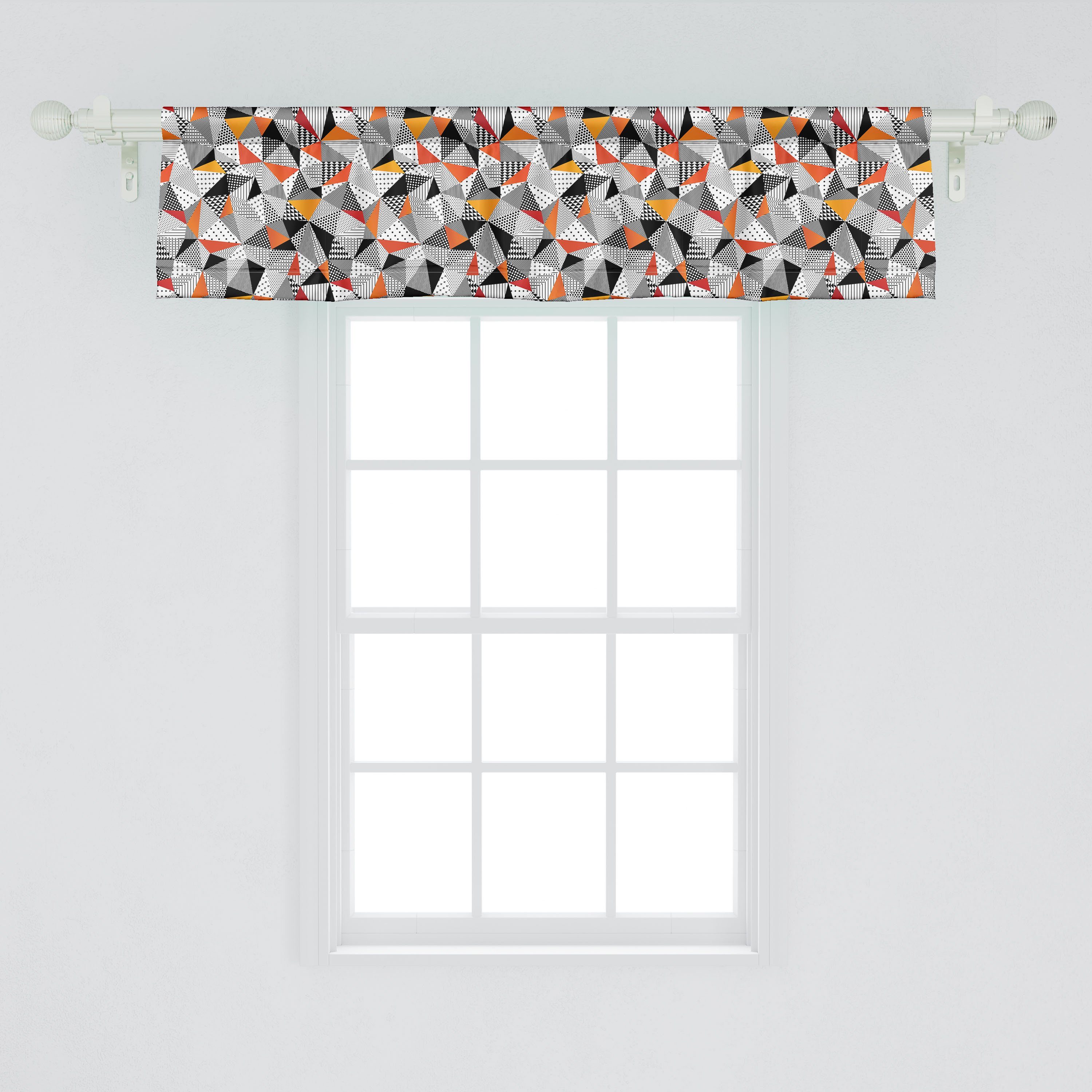 Microfaser, für Schlafzimmer mit Kunst Moderne Volant Stangentasche, Polygonal Dekor Abakuhaus, Scheibengardine Geometrisch Küche Vorhang