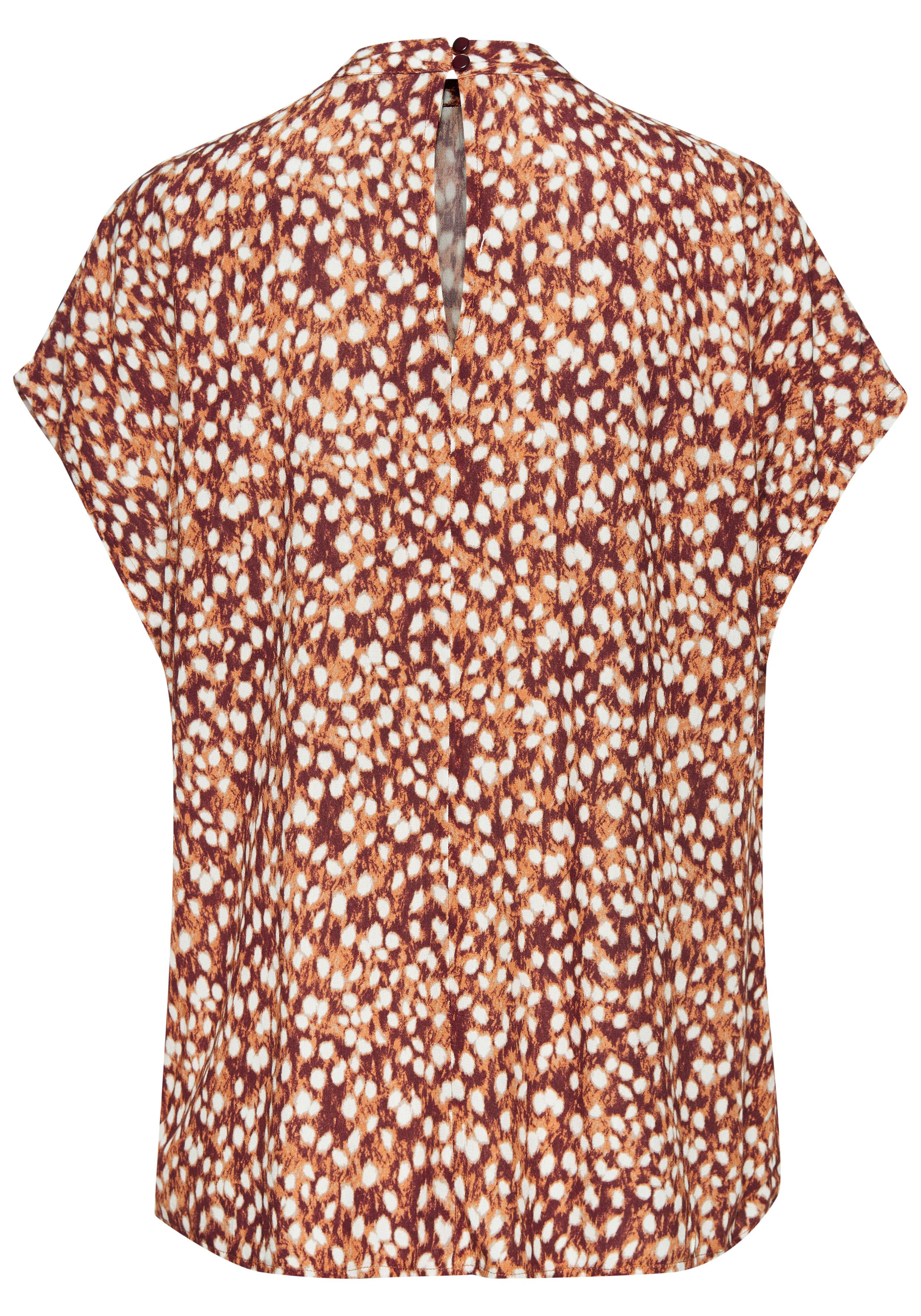 Vivance by Lascana Kurzarmbluse mit schmalem Stehkragen und Pünktchendruck Blusenshirt mit weiten Ärmeln, elegante Druckbluse, lockere Form – Bild 4 von 5