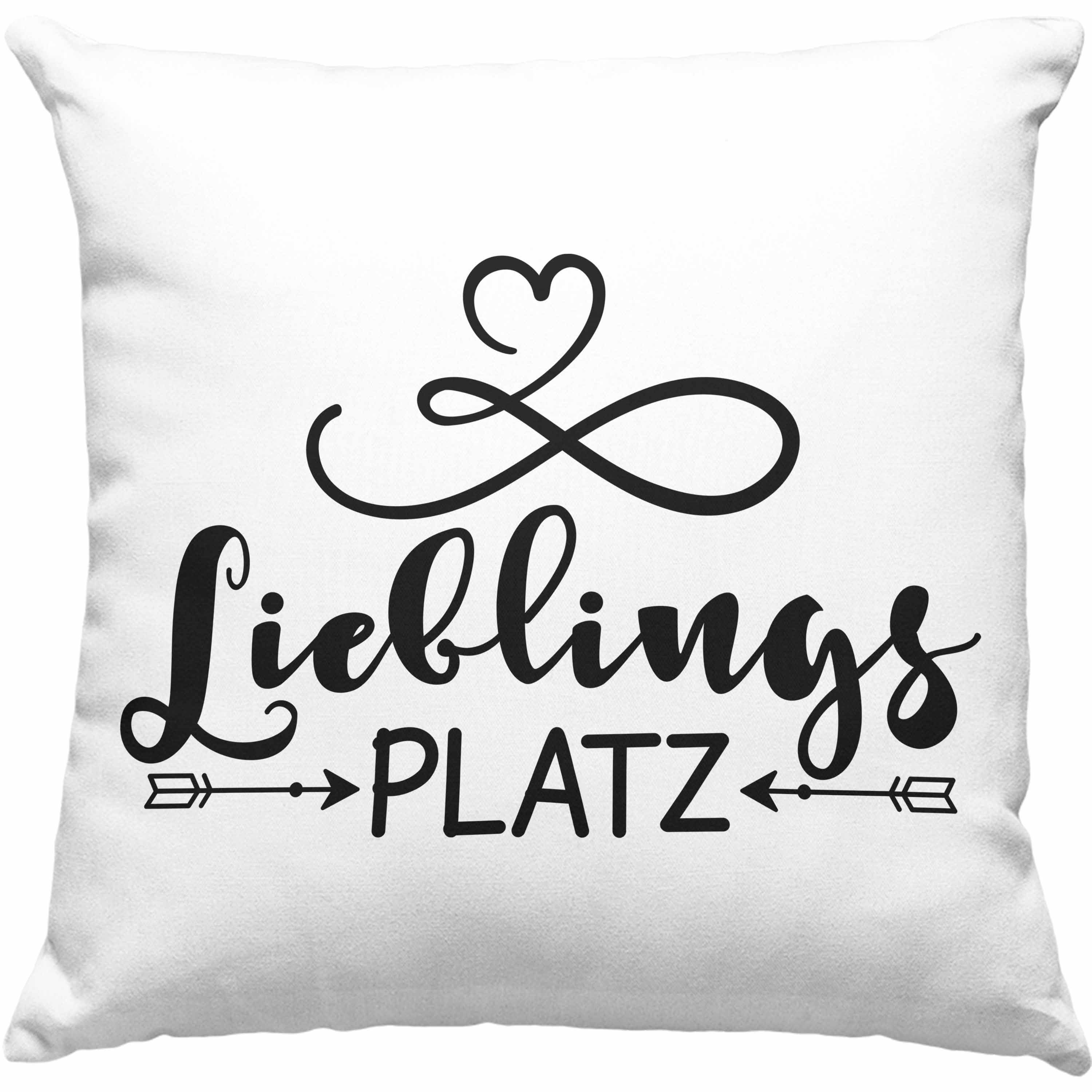 Trendation Dekokissen Trendation - Lieblings-Platz Kissen Geschenk für Zuhause Neue Wohnung Büro Geschenkidee Dekokissen mit Füllung 40x40 Grau