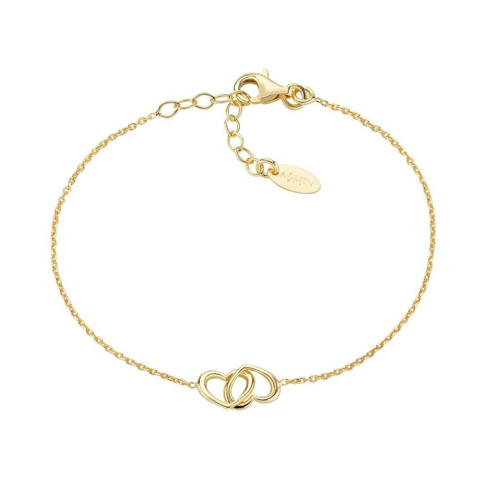 Amen Armband Romantic Gold Plated Linked Hearts Cuddles Bracelet BRCUCUG3