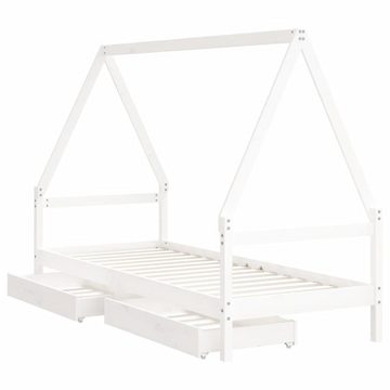 vidaXL Kinderbett Kinderbett mit Schubladen Weiß 90x190 cm Massivholz Kiefer