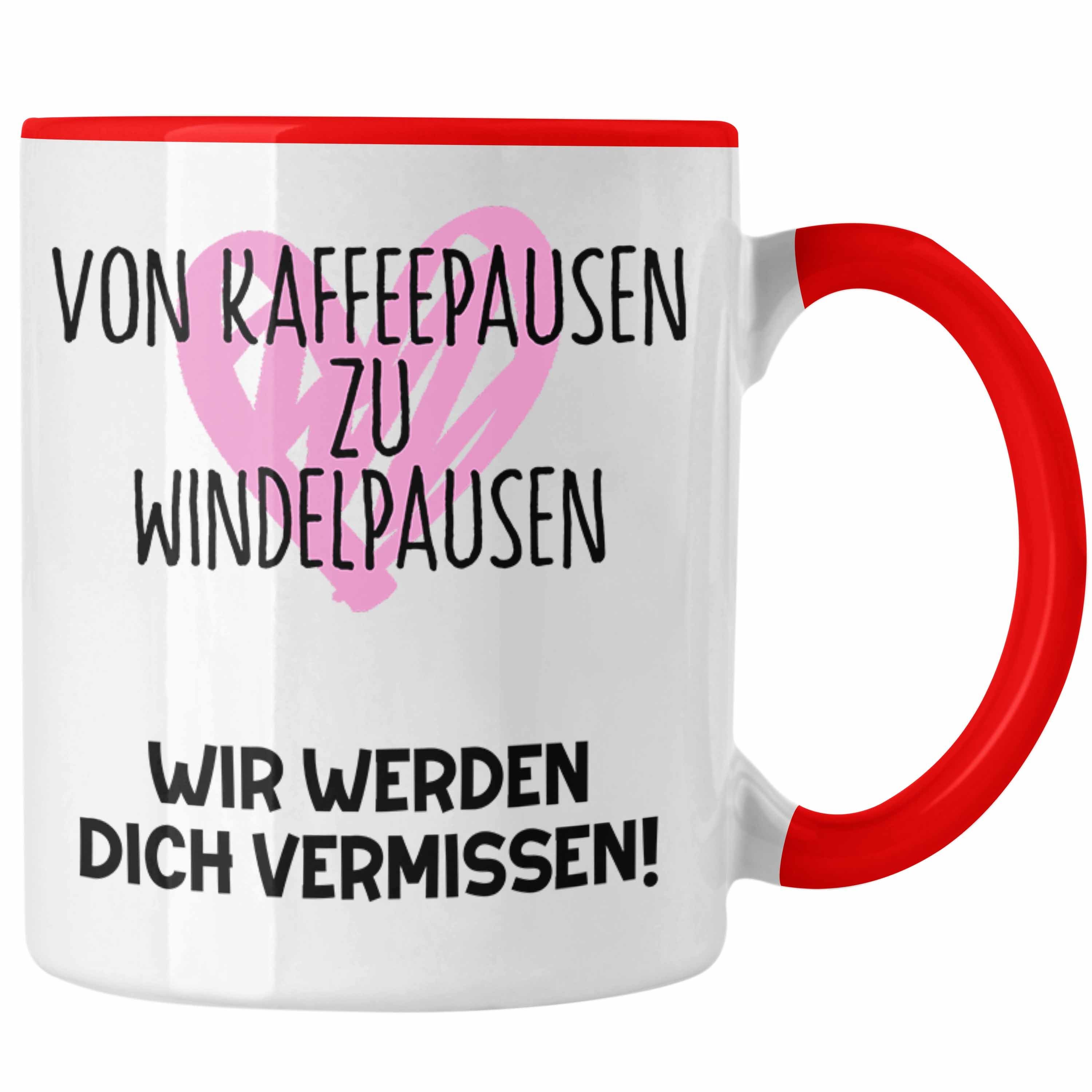 Trendation Tasse Mutterschutz Geschenk Mama Abschied Kollegin Abschieds Tasse Werdende Rot