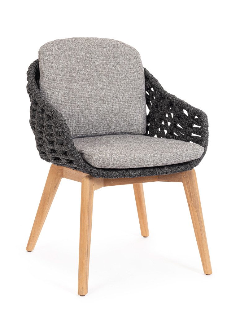 Bizzotto Gartensessel Bizzotto Tamires Stuhl Aluminium/Teak Anthrazit