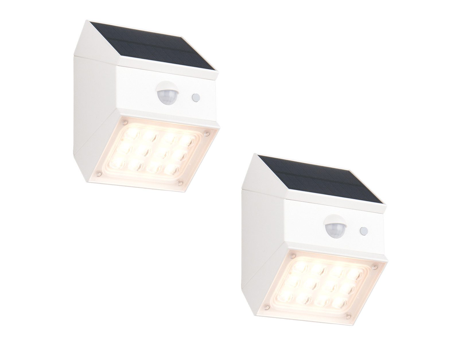 Reality Leuchten LED Außen-Wandleuchte Solarleuchte mit Bewegungsmelder, B: 9cm, Bewegungsmelder, LED fest integriert, Warmweiß, Neutralweiß, Tageslichtweiß, 2er Set Solar Wandleuchte außen, Garten und Carport Beleuchtung