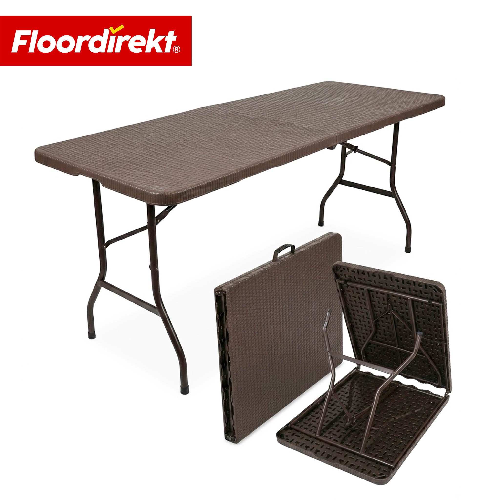 Floordirekt Klapptisch Gartentisch Miyako klappbar 183x75 cm wetterfest faltbar Tragegriff, belastbar bis 150 kg für Garten, Terrasse & Events