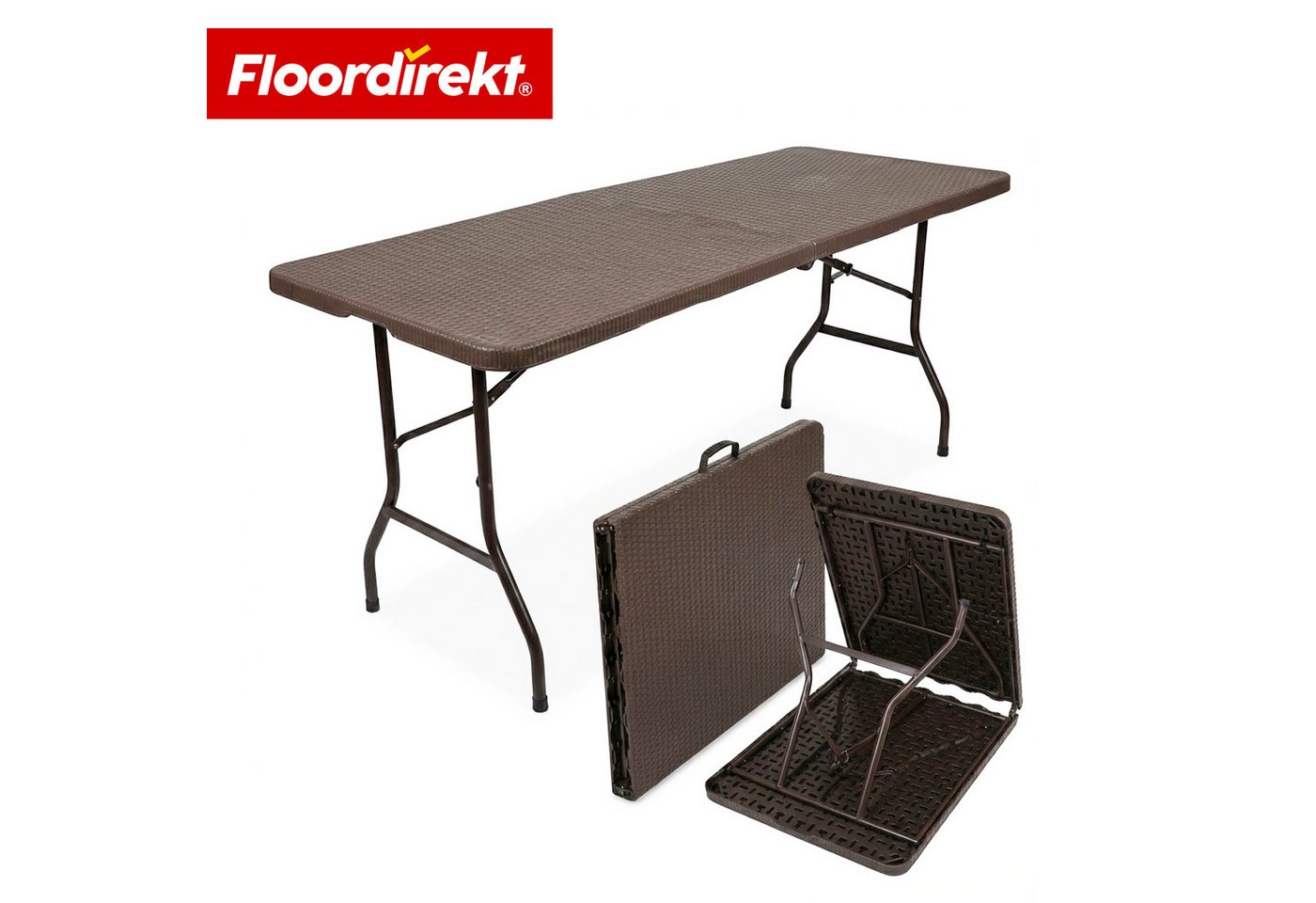 Floordirekt Klapptisch Gartentisch Miyako klappbar 183x75 cm wetterfest faltbar Tragegriff, belastbar bis 150 kg für Garten, Terrasse & Events