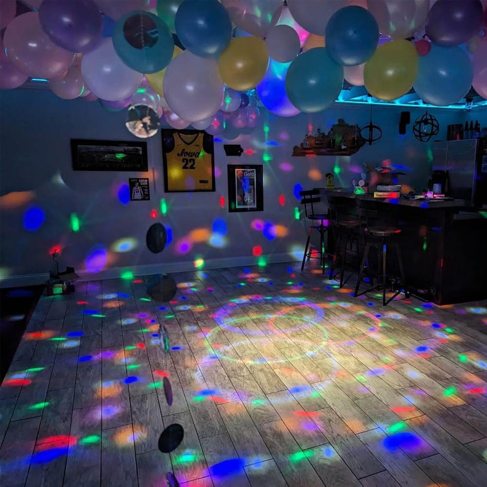 MUPOO LED Discolicht Party Lichter Disco Ball Licht,6 Farben RGB Discolicht Partylicht, 3 Licht-Modi,für Home Room Kinder Dance Partys