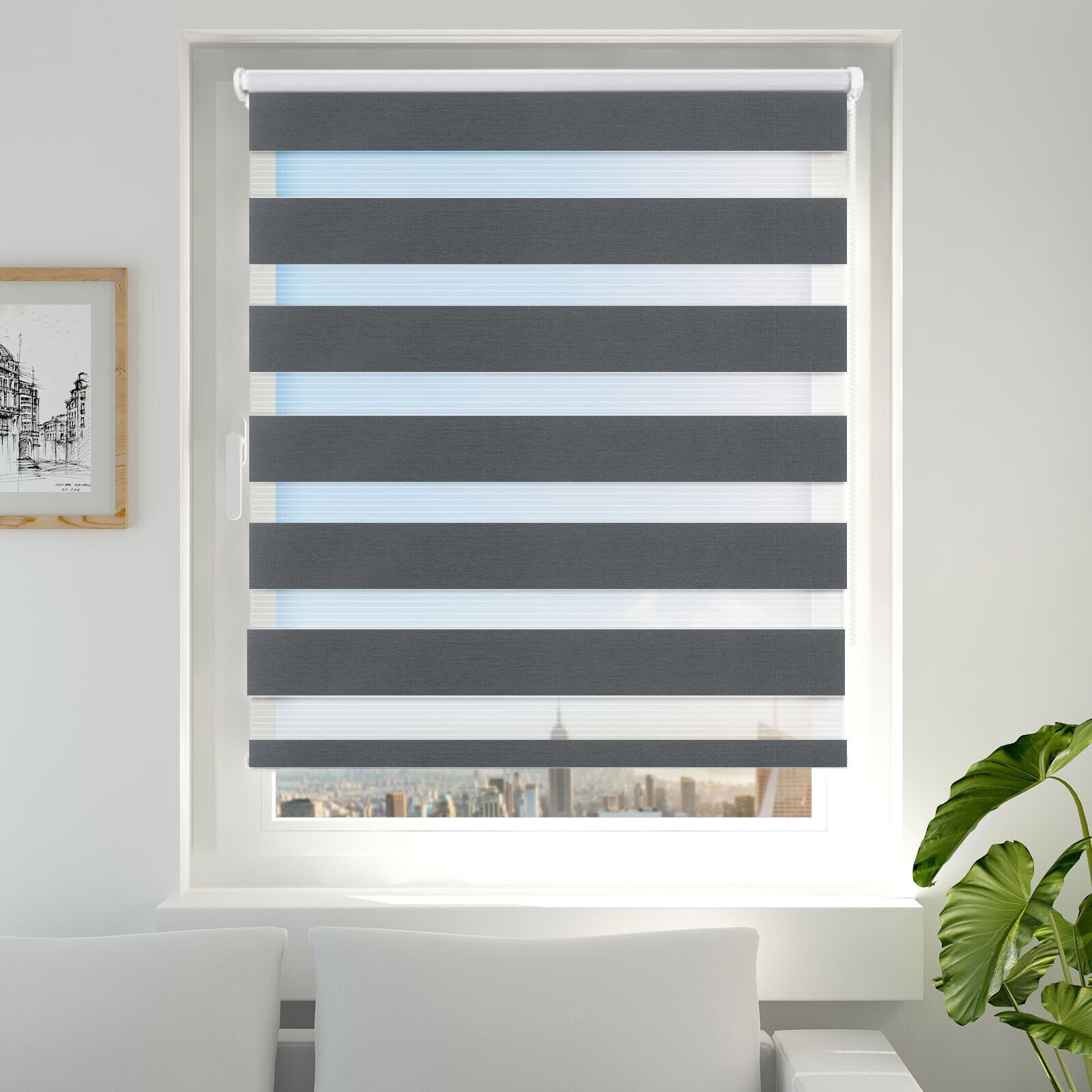 Doppelrollo ohne Bohren 130cm/150cm/230cm, OUBO, freihängend, verspannt, Kl günstig online kaufen