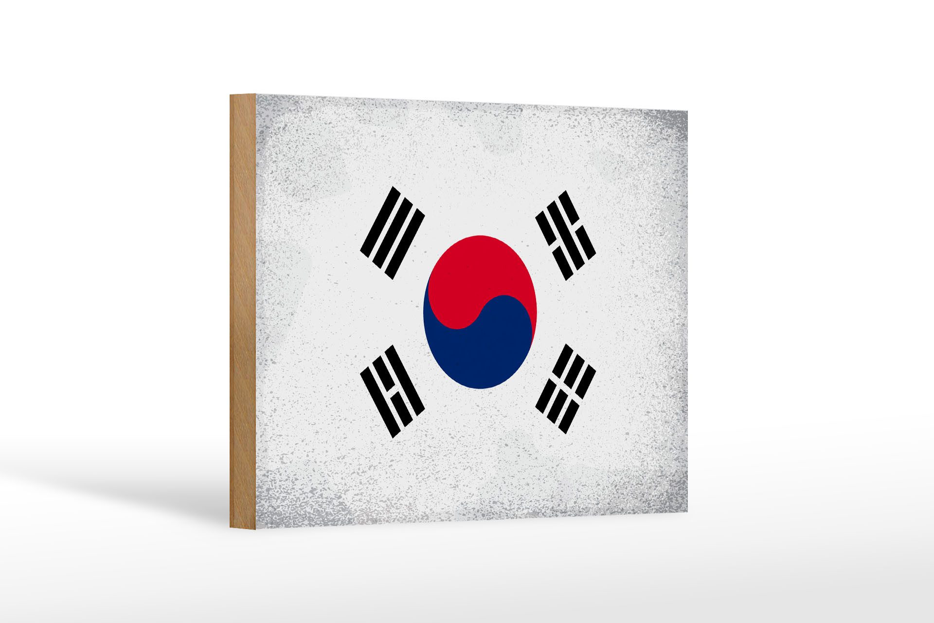 Femer GmbH Holzbild Flagge Südkorea 18x12 cm South Korea Vintage, Flaggen (1 St), Glatte Holzfaserplatte (MDF), vorn beschichtet