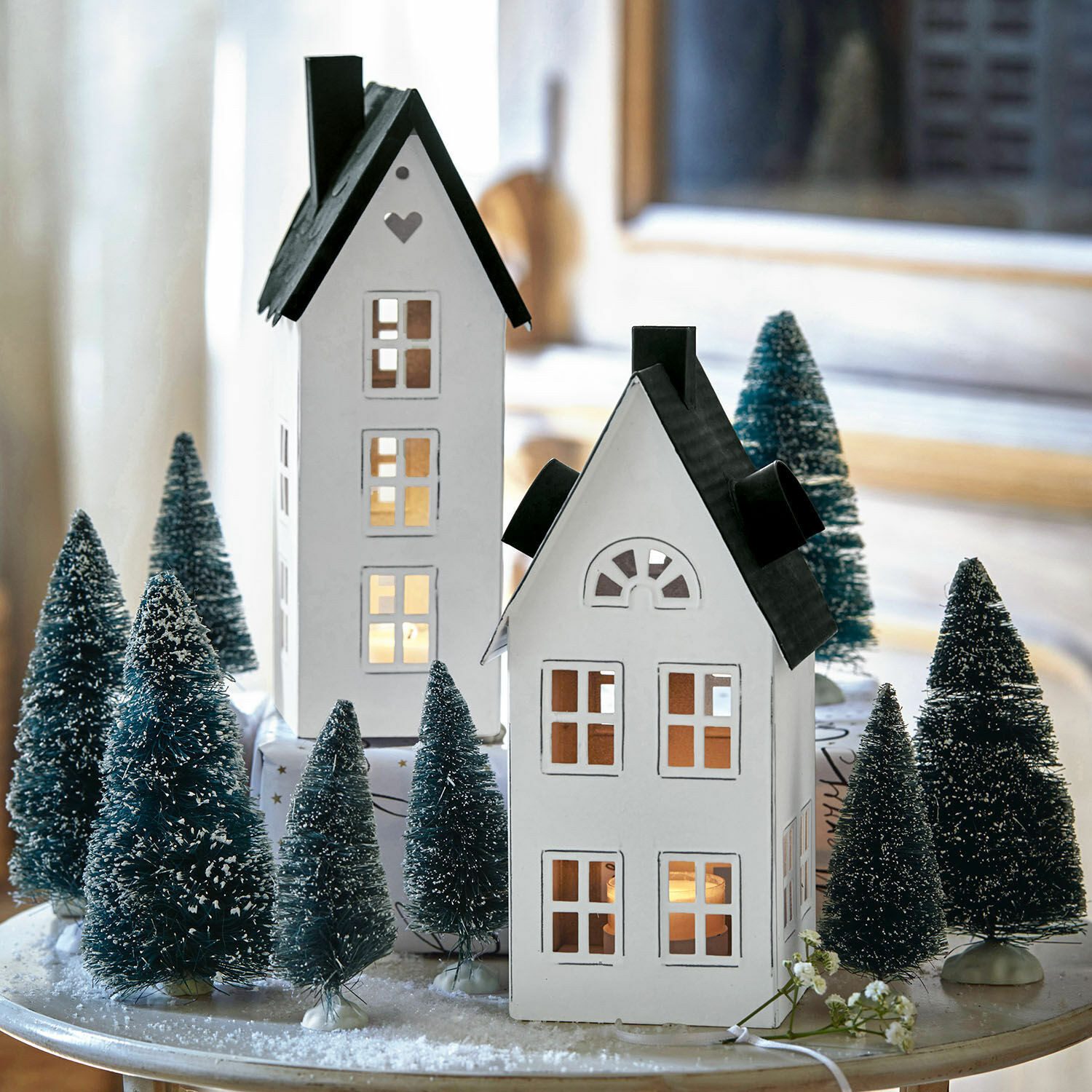 Mirabeau Kerzenlaterne Laterne 2er Set Gunar antikweiß/schwarz günstig online kaufen