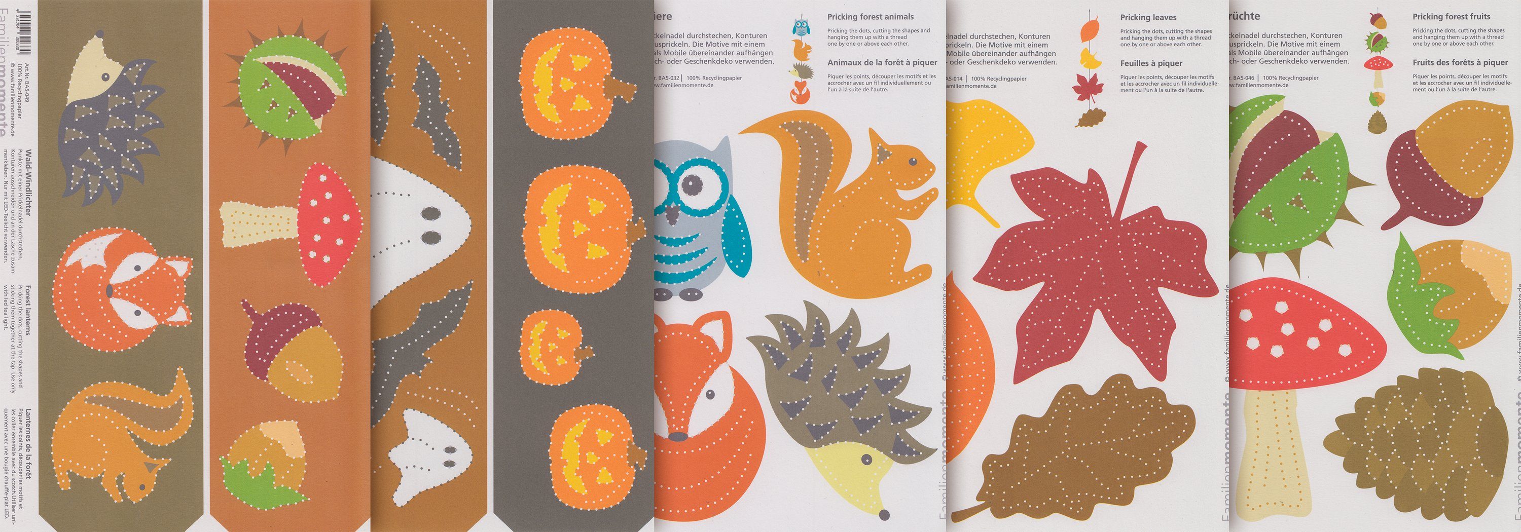 Familienmomente Kreativset Prickelvorlagen-Set Herbstzauber, inkl. 5 Bastelbögen