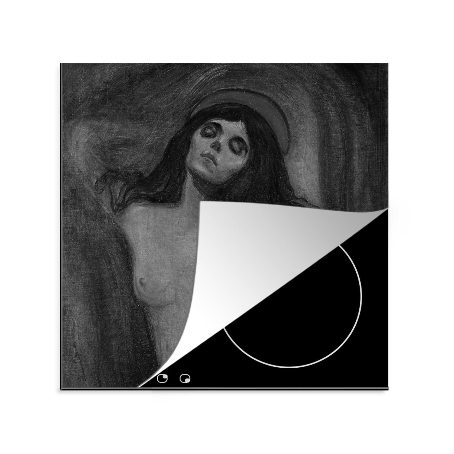 Edvard tlg), Arbeitsplatte MuchoWow Vinyl, - Herdblende-/Abdeckplatte küche cm, Madonna für Ceranfeldabdeckung, 78x78 Munch, (1