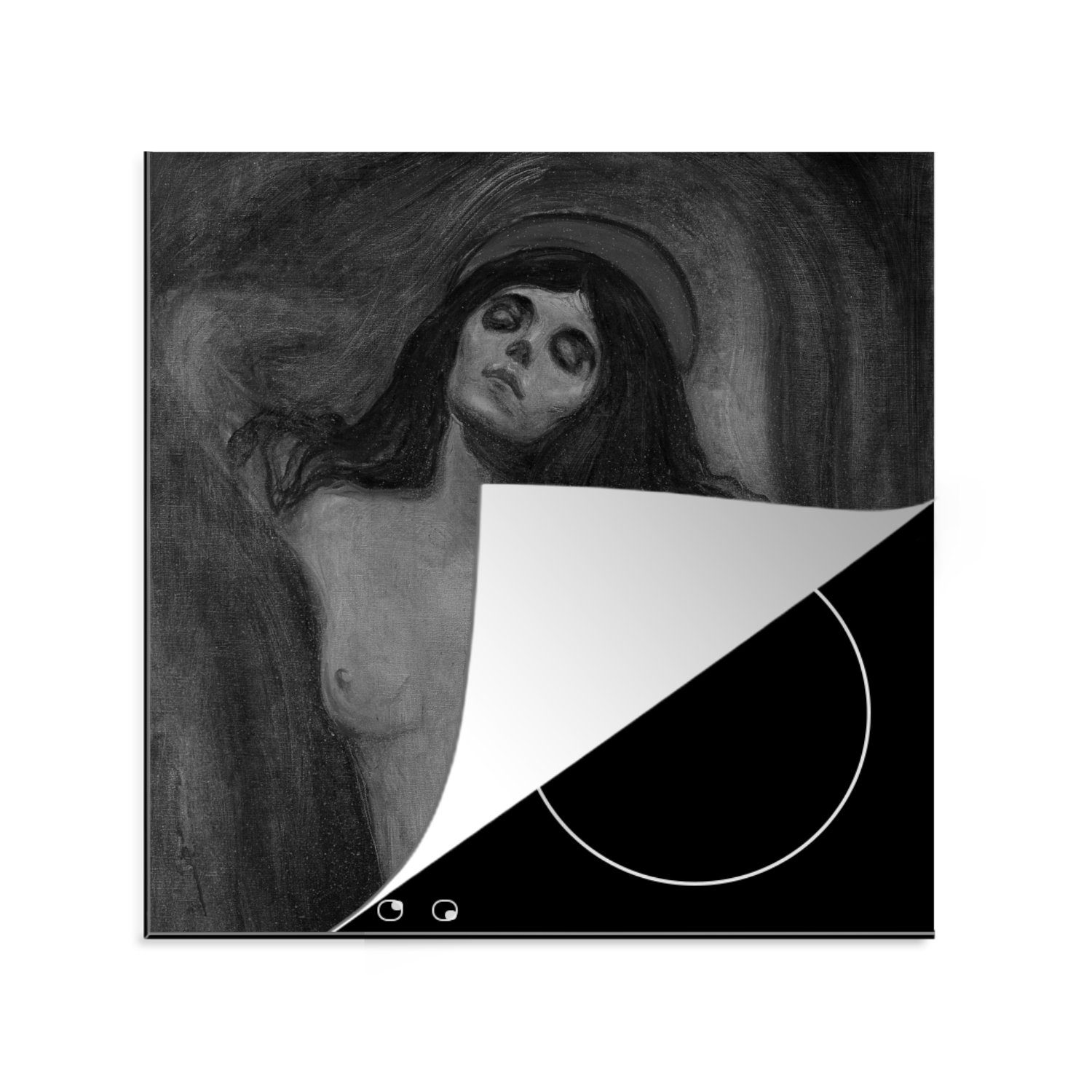 MuchoWow Herdblende-/Abdeckplatte Madonna - Edvard Munch, Vinyl, (1 tlg), 78x78 cm, Ceranfeldabdeckung, Arbeitsplatte für küche