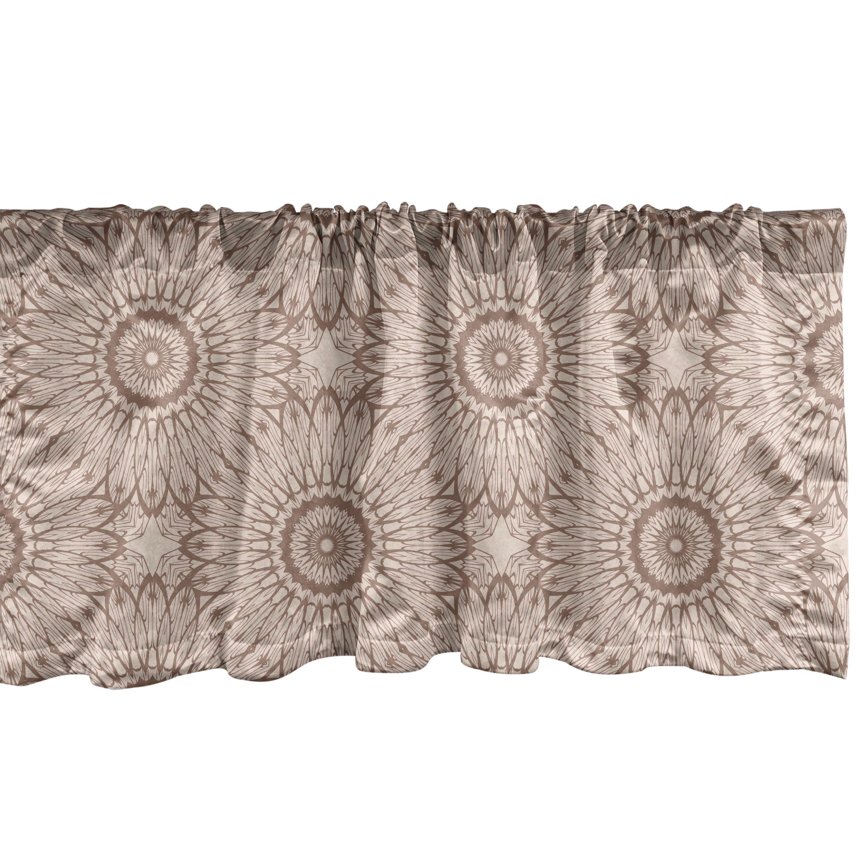 Scheibengardine Vorhang Volant für Küche Schlafzimmer Dekor mit Stangentasche, Abakuhaus, Microfaser, Mandala Altorientalische Motiv