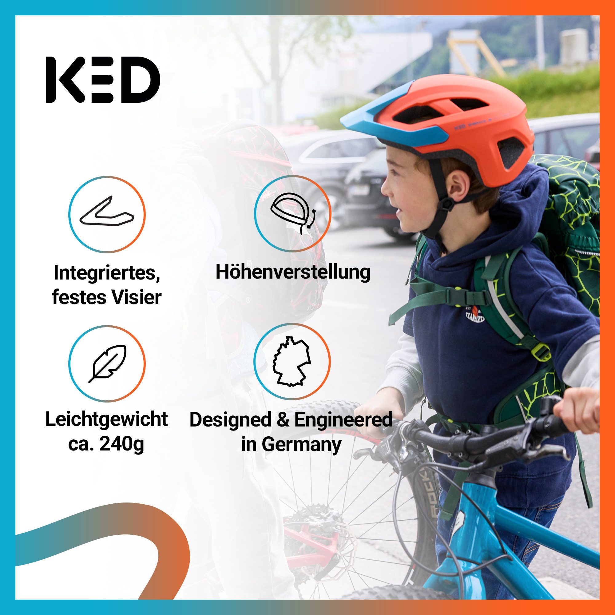 KED Fahrradhelm Embrace Jr Fahrradhelm – Jugendhelm, mit Integriertem Visier und In-Mold Technologie