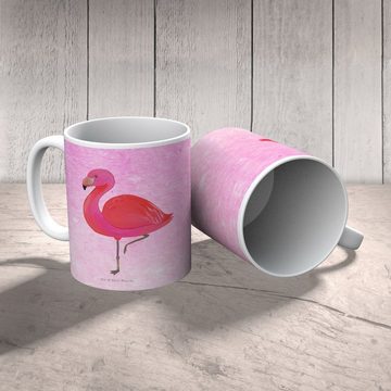 Mr. & Mrs. Panda Tasse Flamingo Classic - Aquarell Pink - Geschenk, Kaffeetasse, einzigartig, Keramik, Herzberührende Designs