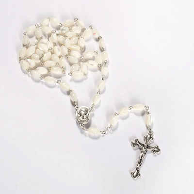 Kassis Dekoobjekt Rosenkranz mit ovalen Perlen aus Perlmutt, handgemacht, aus Bethlehem, Gebetskette, Christlicher Schmuck
