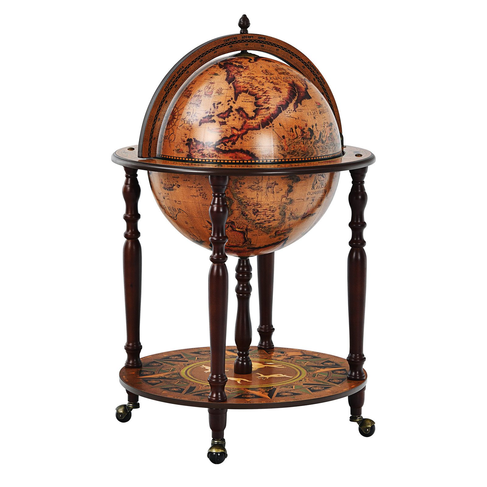 KOMFOTTEU Weinregal Globusbar, mit Rollen, Deckel & Bodenplatte günstig online kaufen