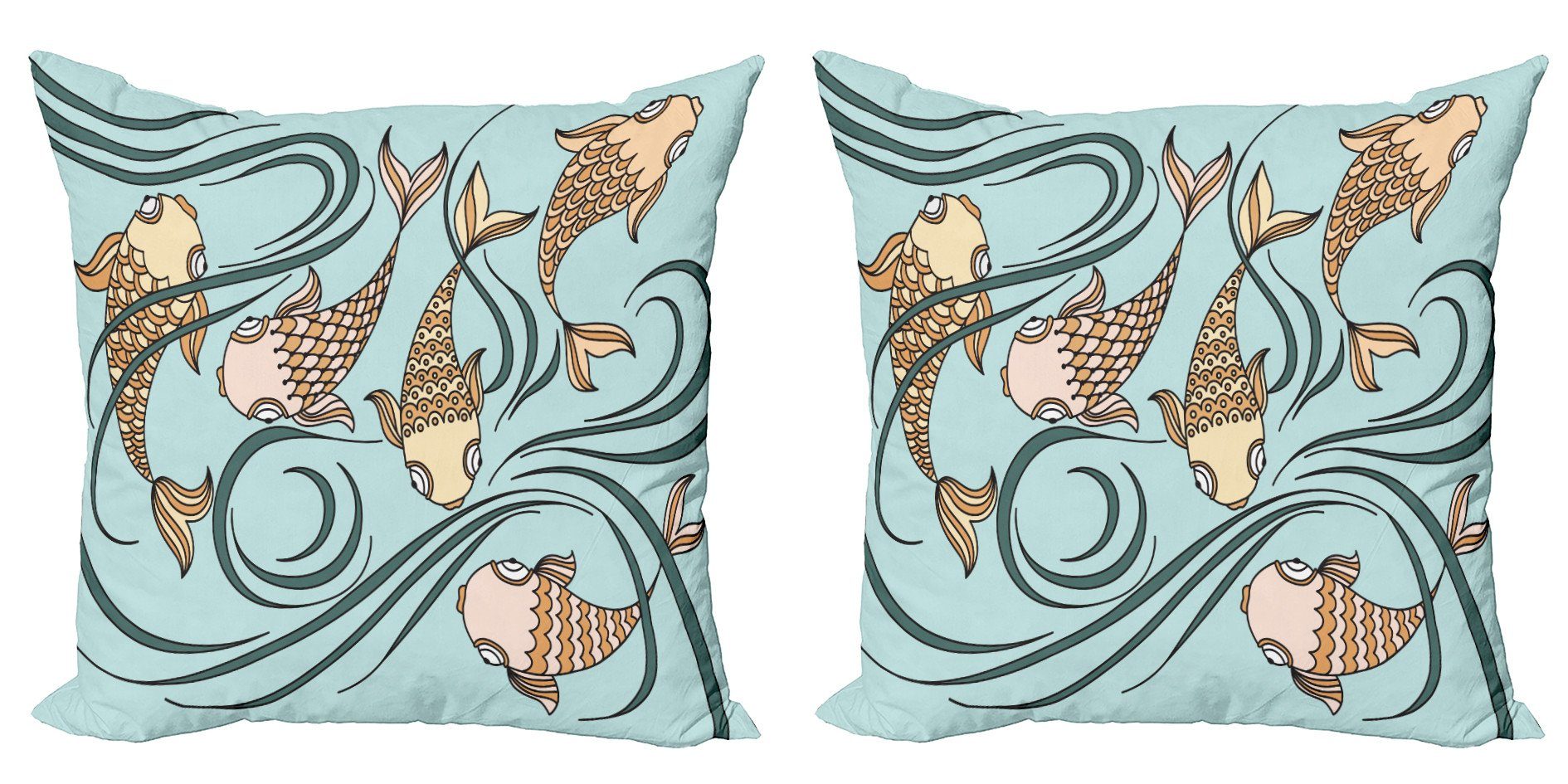 Kissenbezüge Modern Accent Fische Meer Digitaldruck, Abakuhaus (2 im Stück), Goldfisch Schwimmende Doppelseitiger