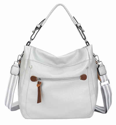 ITALYSHOP24 Schultertasche Damen Tasche Shopper Hobo-Bag Handtasche CrossOver, als Shopper, Umhängetasche, Crossbag tragbar