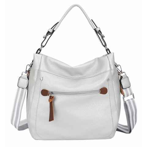ITALYSHOP24 Schultertasche Damen Tasche Shopper Hobo-Bag Handtasche CrossOver, als Shopper, Umhängetasche, Crossbag tragbar