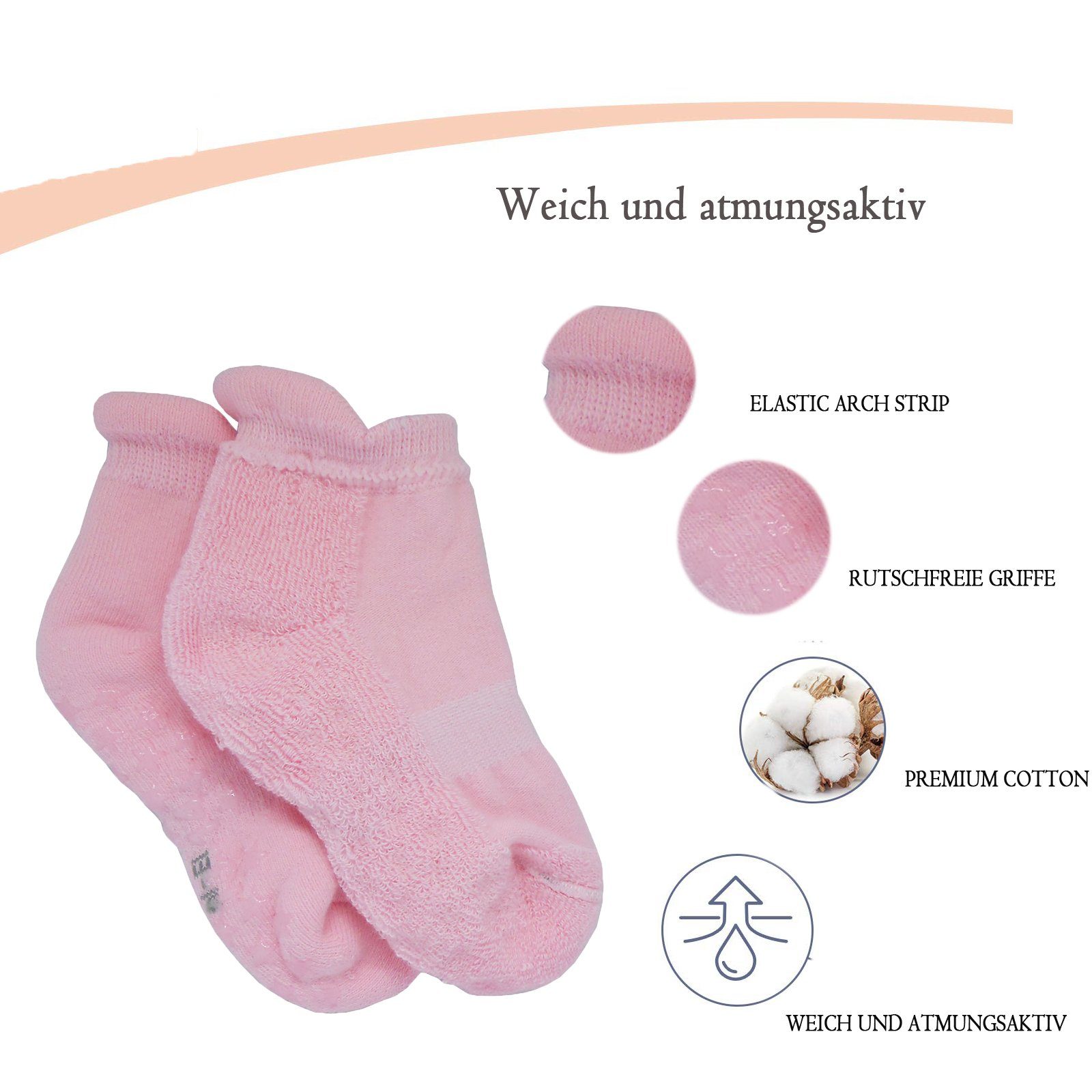 Yalion Kurzsocken Weiche Kinder Antiruschsocken Halbplüsch (6-Paar) Elastisch – Bild 4 von 5