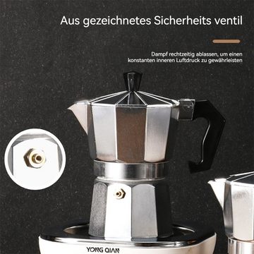 Kpaloft Espressokocher Kaffeekocher, Kaffeekanne, Kaffeebereiter, Aluminium, 6 Tassen 300 ml, geeignet für Gasherd/Elektrokeramikherd