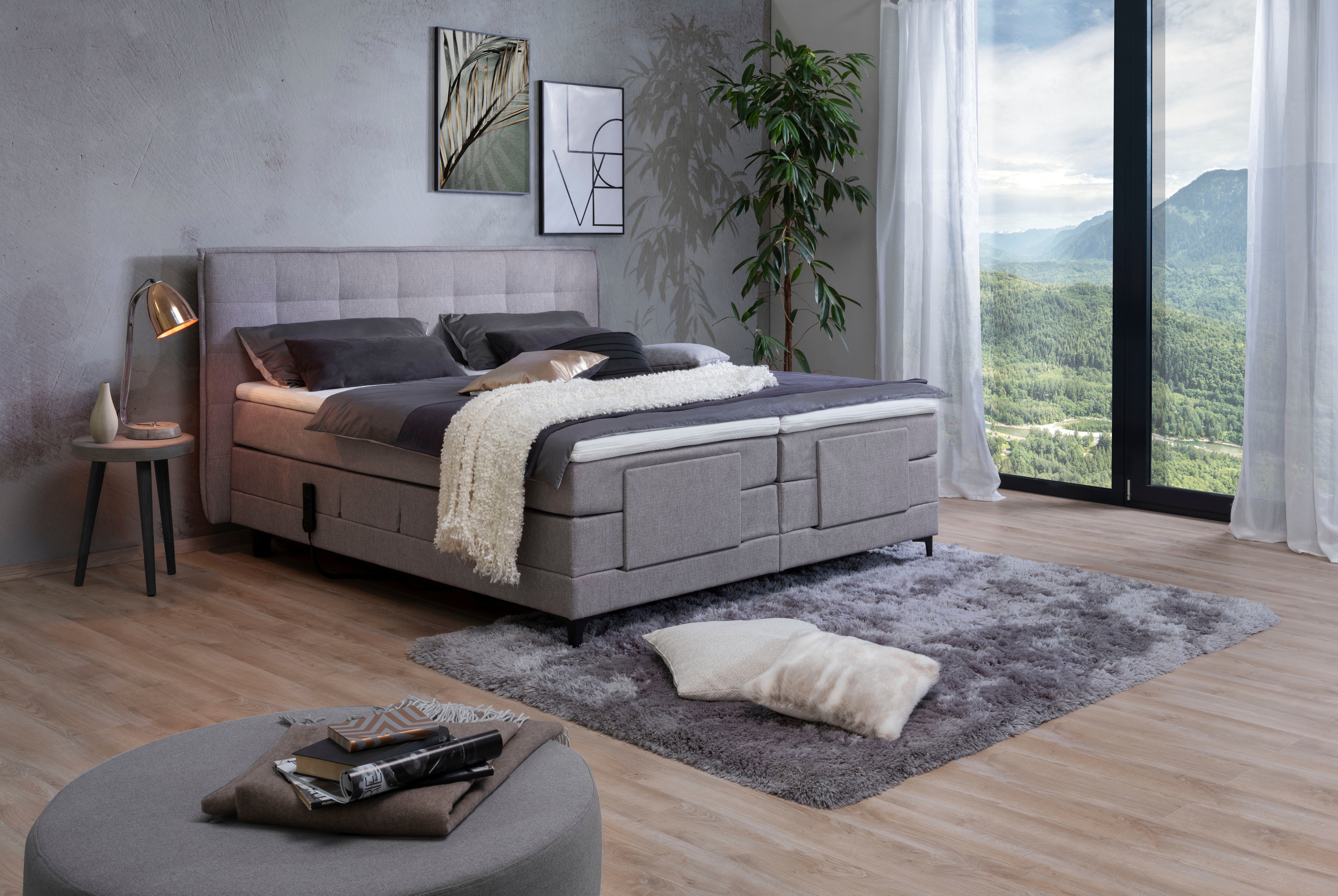 alina Boxspringbett Edward, 180x200cm, mit motorischer Verstellung, inklusive Matratze und Topper