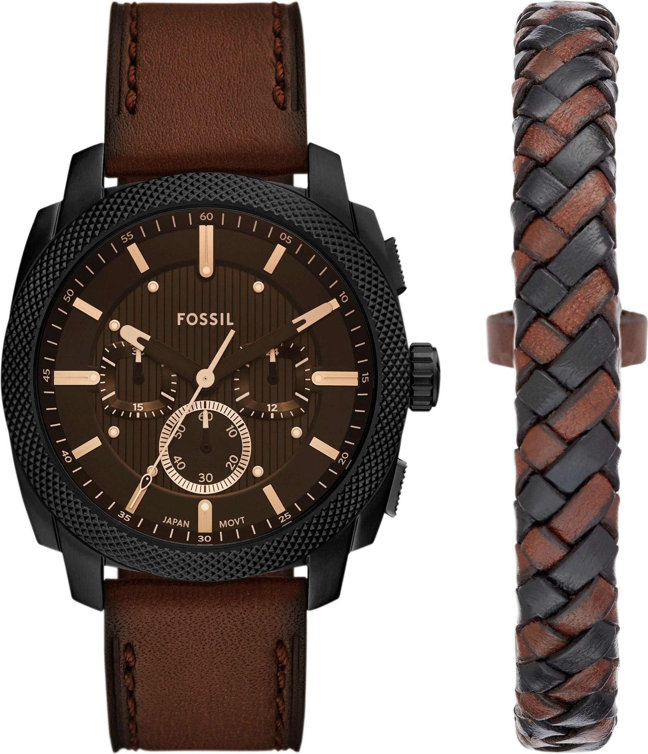 Fossil Chronograph MACHINE FS6102SET, (Set, 2-tlg., mit Armband), Quarzuhr, günstig online kaufen