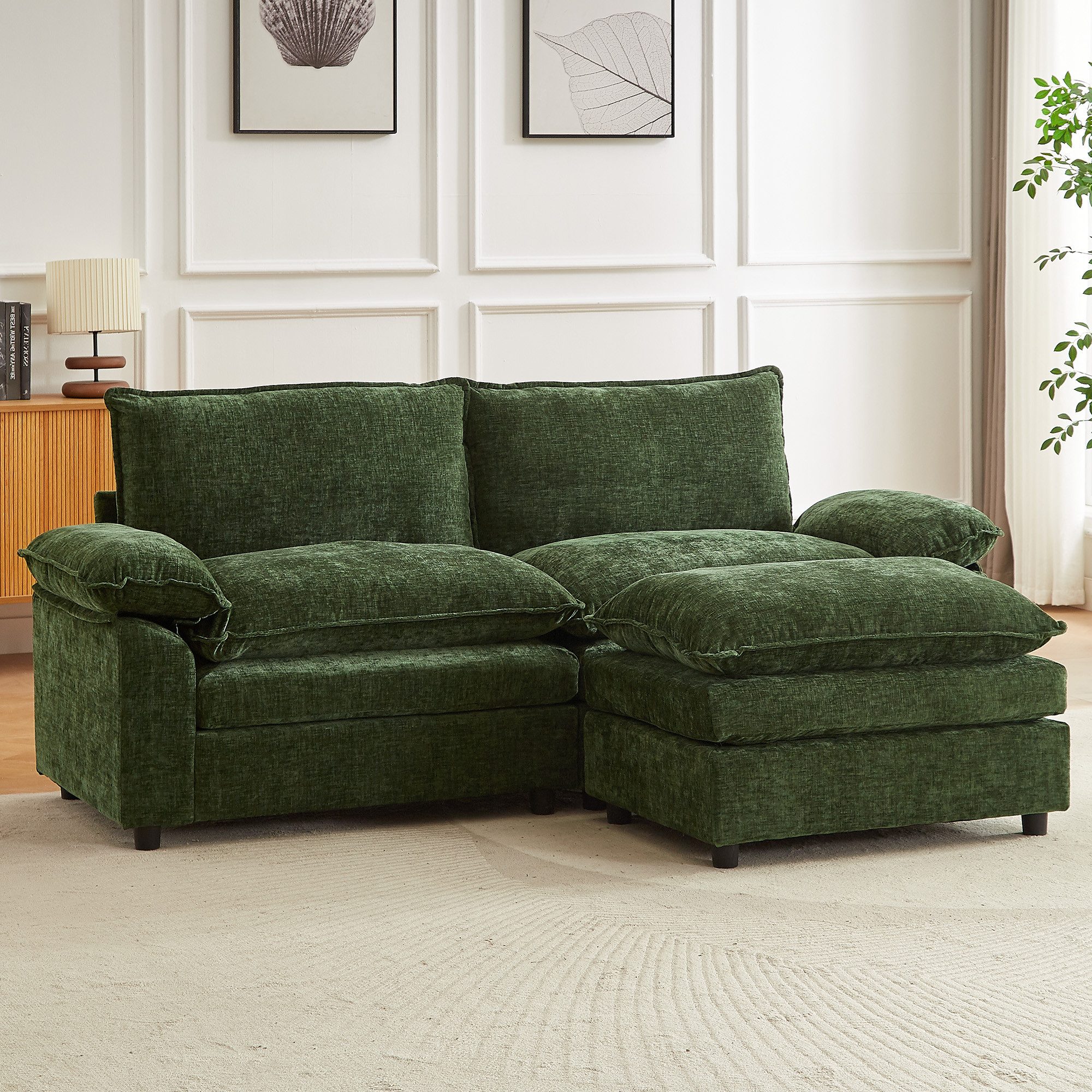 Jiexi Wohnlandschaft Modulares Sofa aus Chenille Freie Kombination Wohnlandschaft