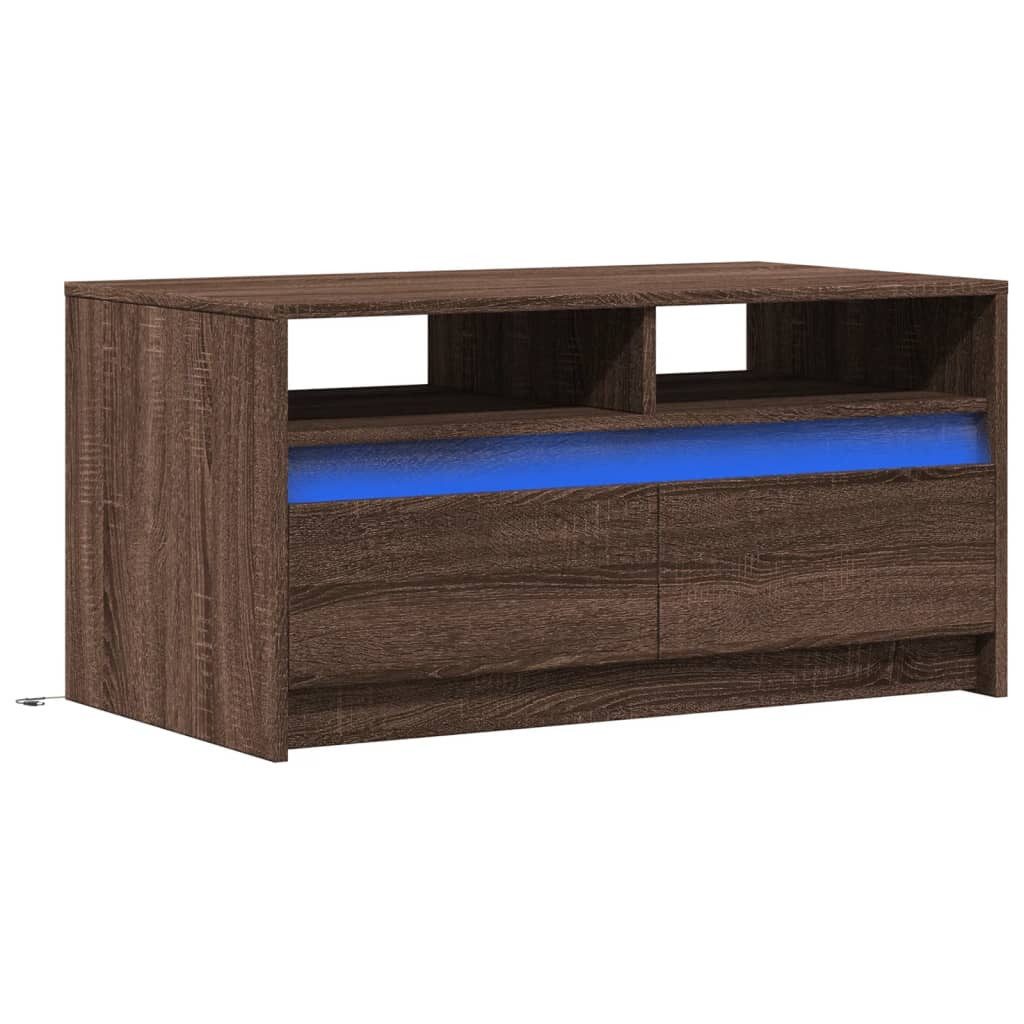 vidaXL Couchtisch LED-Couchtisch Braun Eichen-Optik Holzwerkstoff günstig online kaufen