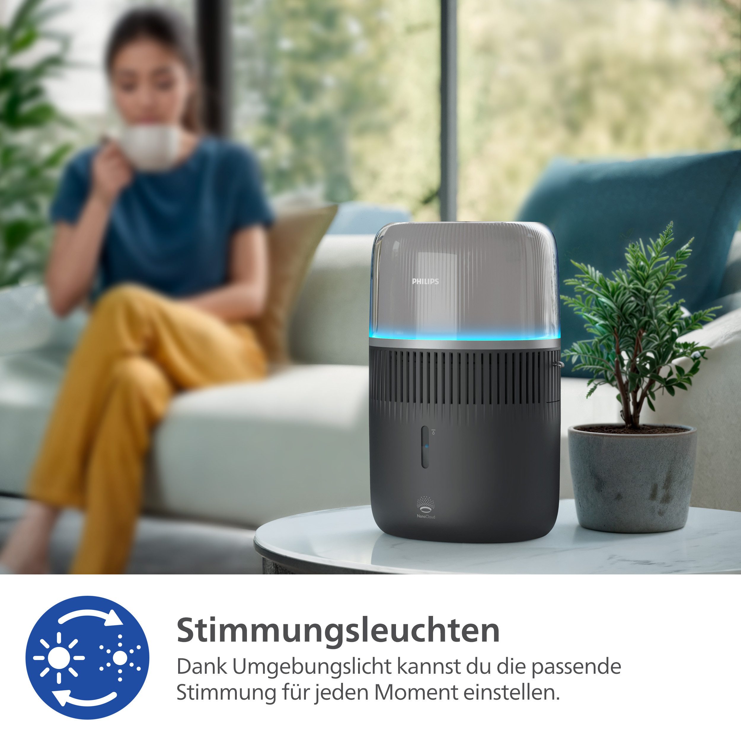 Philips Luftbefeuchter HU5710/03 5000 Series, 4,5 l Wassertank, für 56 m² Räume, mit NanoCloud Technologie